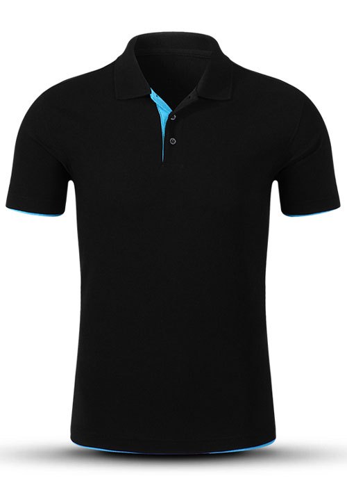 黑配藍(lán)色翻領(lǐng)短袖t恤衫定做