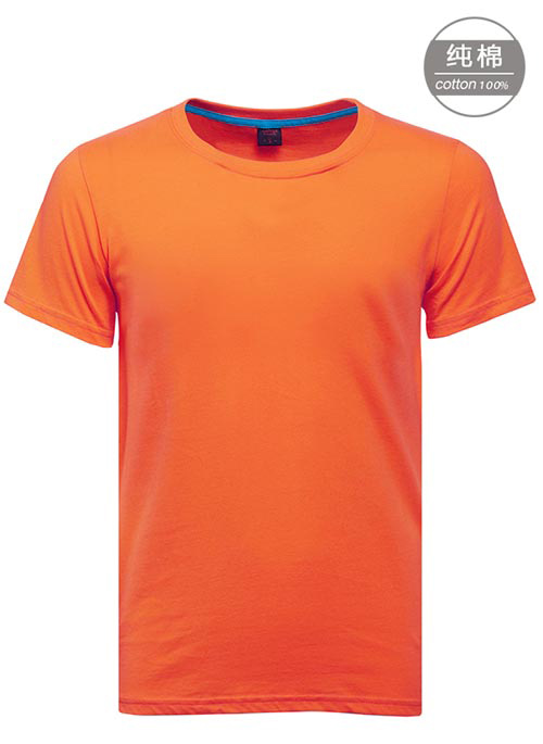 橙色純棉短袖圓領體恤文化衫