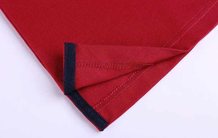 男女款純色絲光棉短袖翻領POLO衫定制之下擺開叉細節(jié)圖